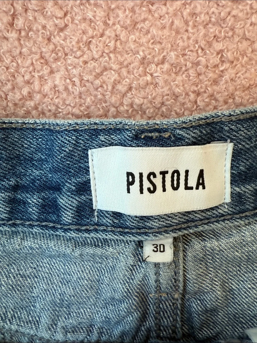 pistola Light Blue High-Rise Denim Cutoff Shorts